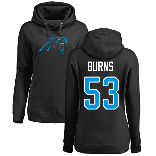 Carolina Panthers Black Women Brian Burns Name and Number Logo NFL Football #53 Pullover Hoodie Sweatshirts->nfl t-shirts->Sports Accessory